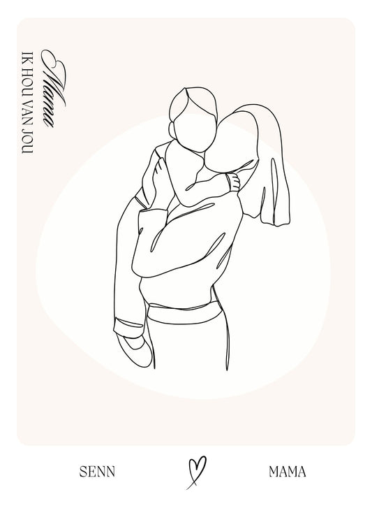 Moederdagposter moeder en zoontje