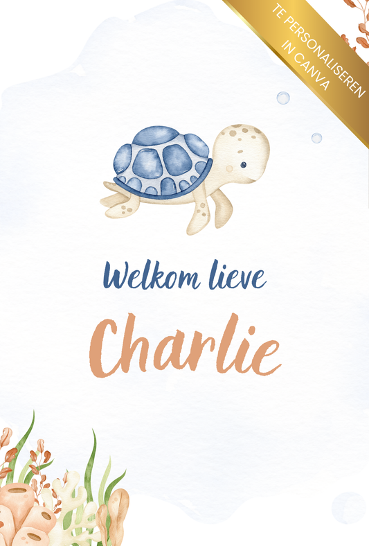 Geboortekaartje onderwater wereld - schilpad