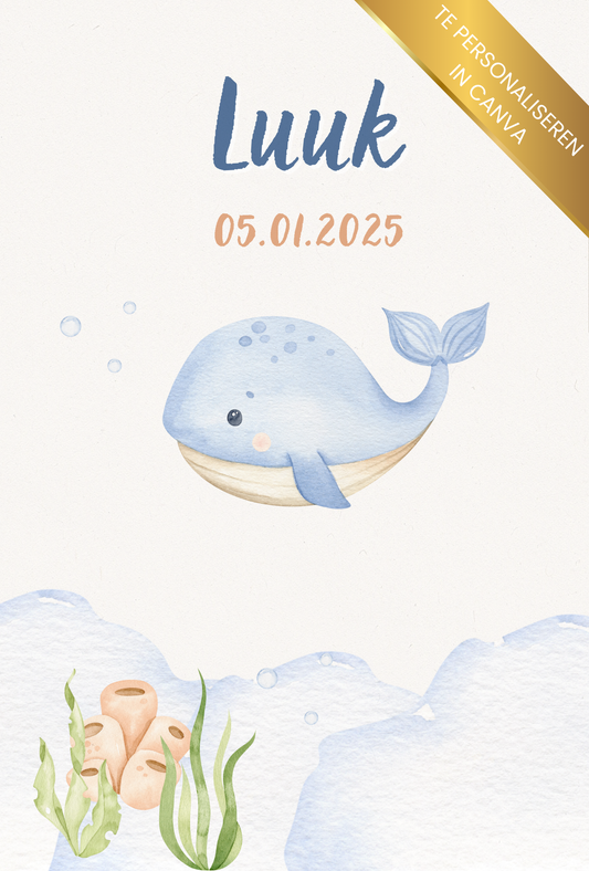 Geboortekaartje onderwater wereld - Walvis