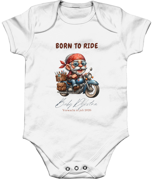 Zwangerschapsaankondiging Opa - Born to ride - gepersonaliseerd rompertje