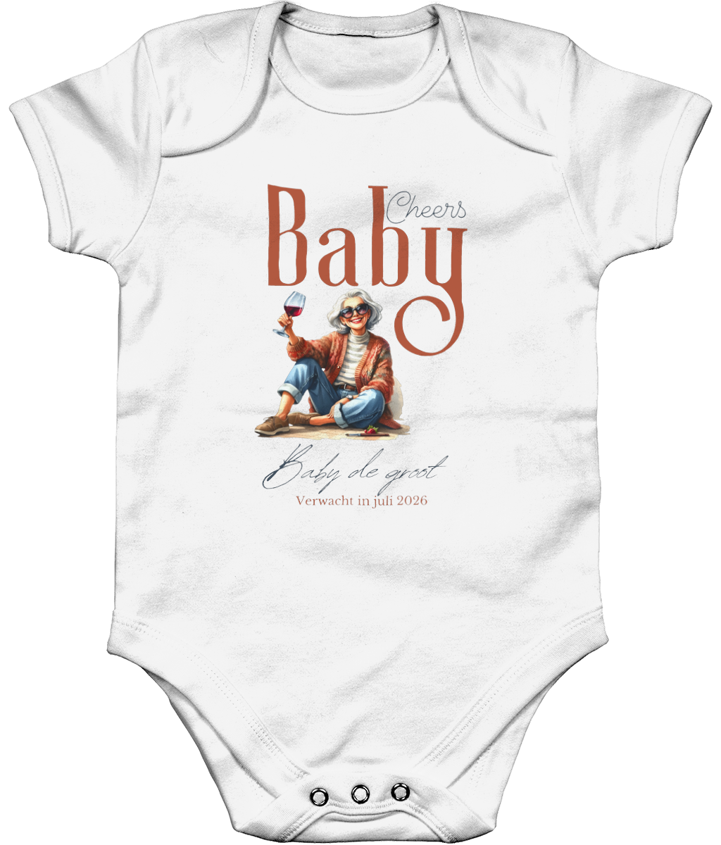 Zwangerschapsaankondiging Oma - Cheers baby - gepersonaliseerd rompertje