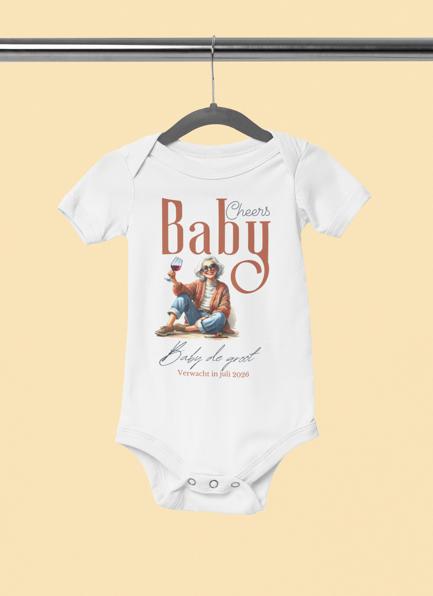 Zwangerschapsaankondiging Oma - Cheers baby - gepersonaliseerd rompertje