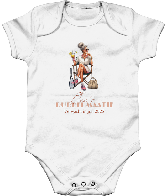 Zwangerschapsaankondiging Oma's tennismaatje - gepersonaliseerd rompertje