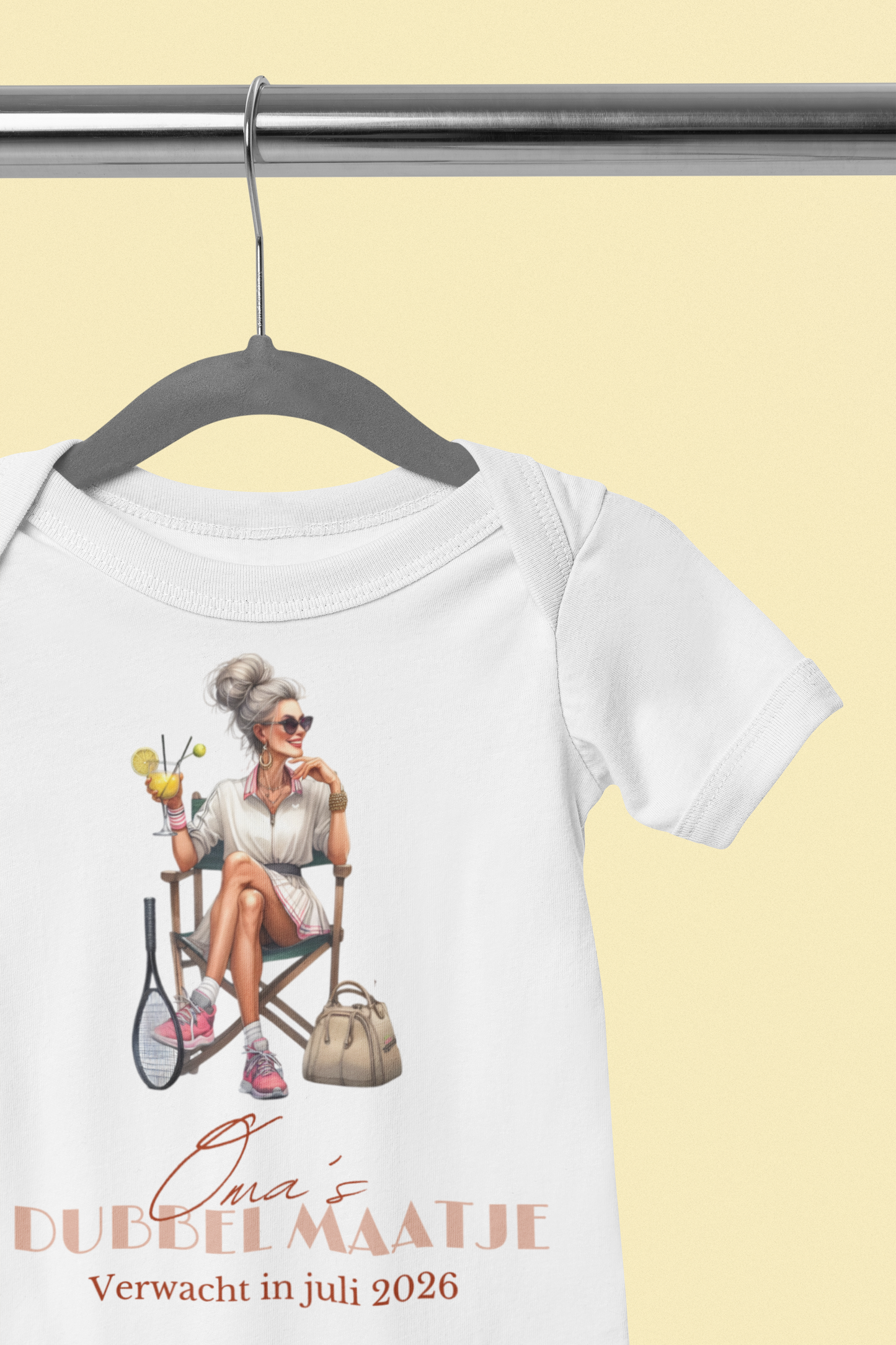Zwangerschapsaankondiging Oma's tennismaatje - gepersonaliseerd rompertje