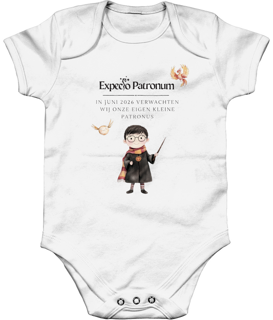 Zwangerschapsaankondiging papa en mama - Expecto Patronum - gepersonaliseerd rompertje