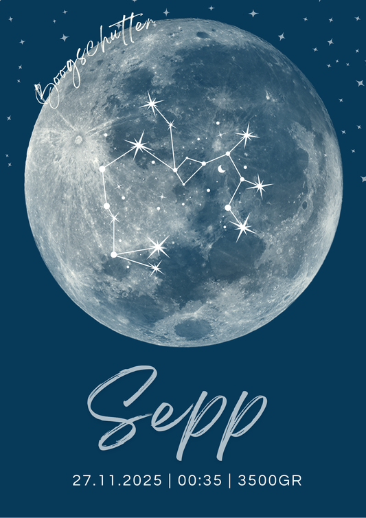 Persoonlijk geboorteposter Sterrenbeeld - Maan