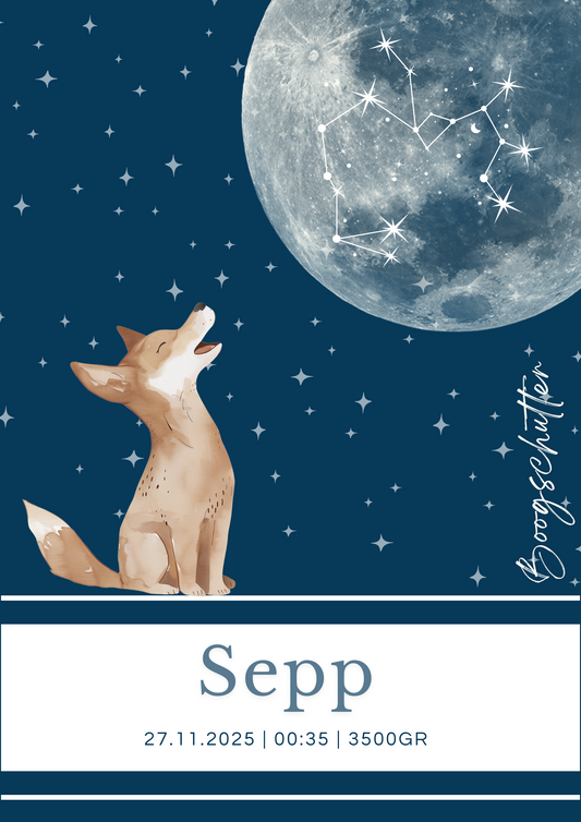 Persoonlijk geboorteposter Sterrenbeeld - Wolf