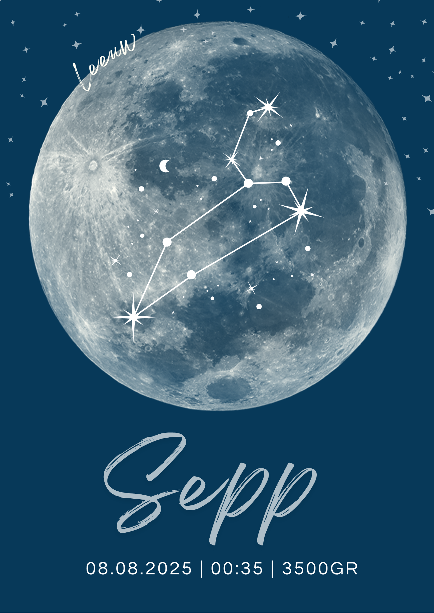 Persoonlijk geboorteposter Sterrenbeeld - Maan