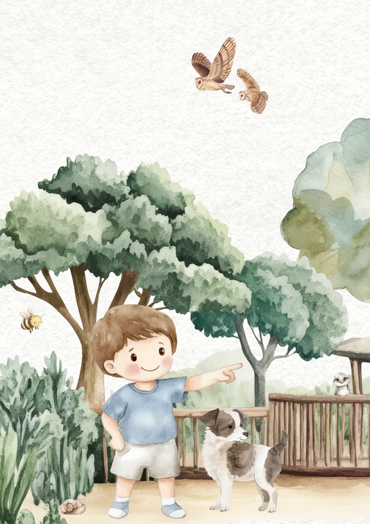 Poster dierentuin - jongen met hond