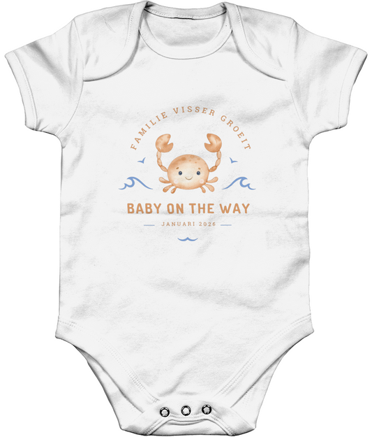 Zwangerschapsaankondiging papa en mama - Krab - gepersonaliseerd rompertje