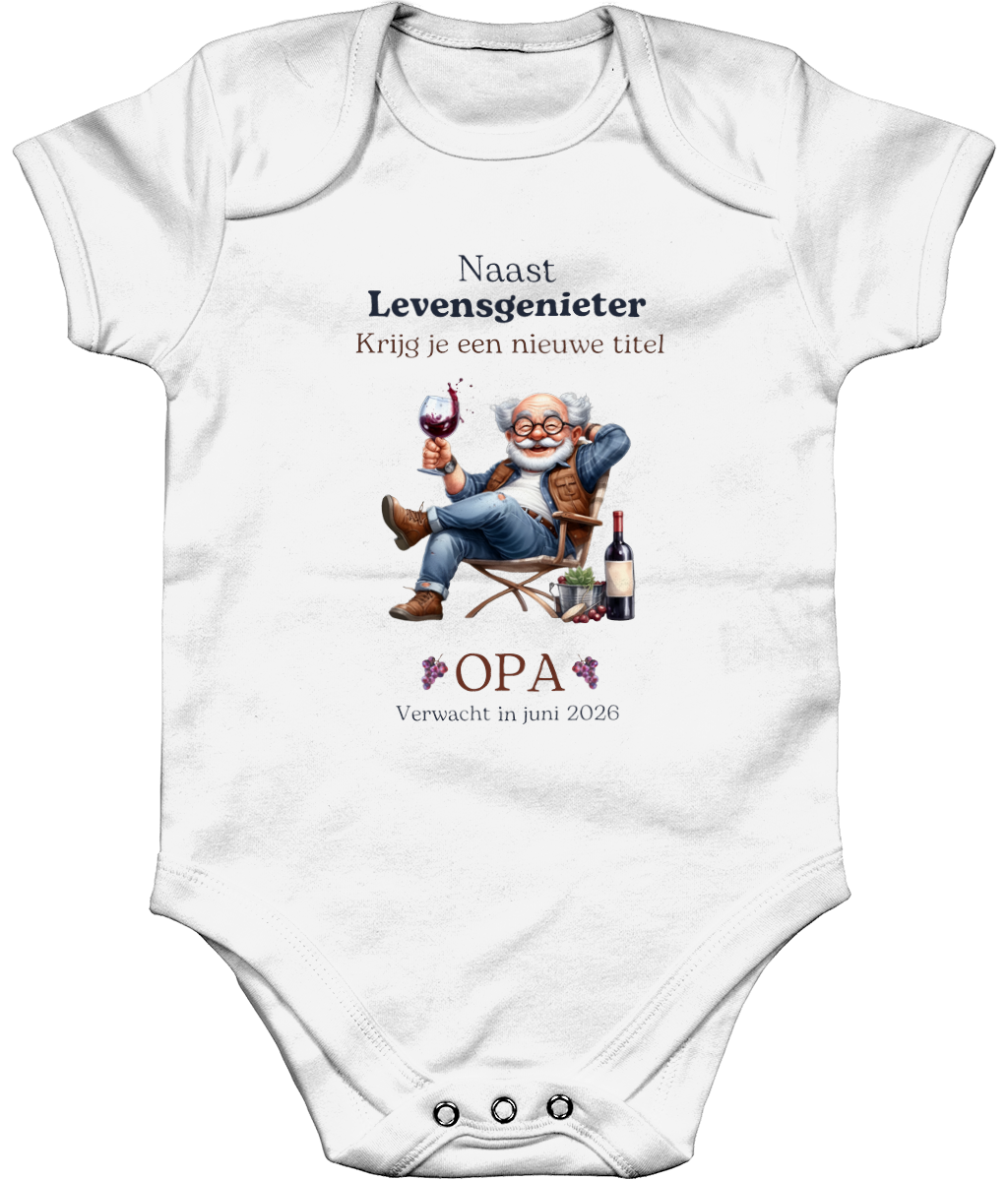 Zwangerschapsaankondiging Opa - Levensgenieter - gepersonaliseerd rompertje