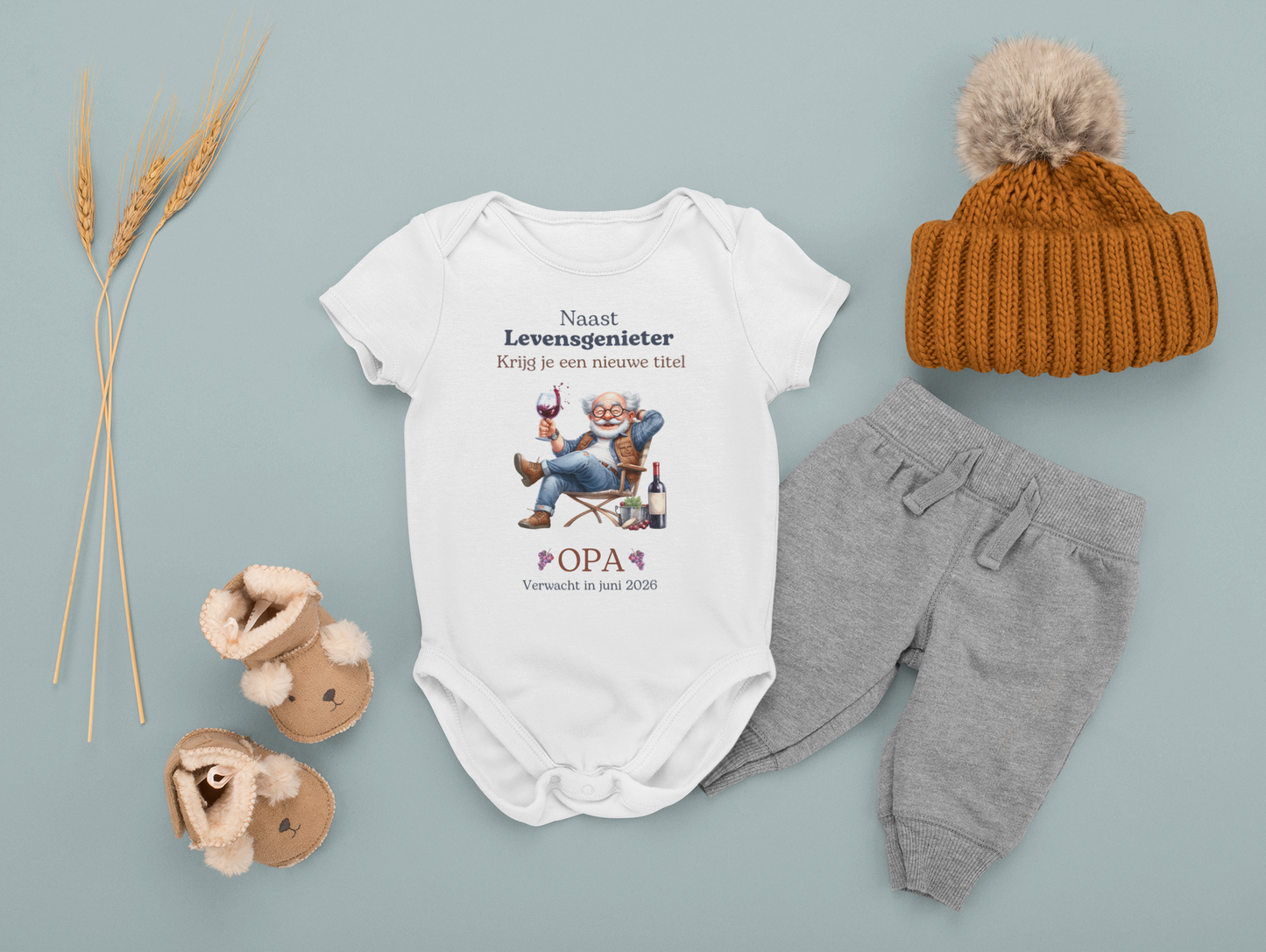 Zwangerschapsaankondiging Opa - Levensgenieter - gepersonaliseerd rompertje