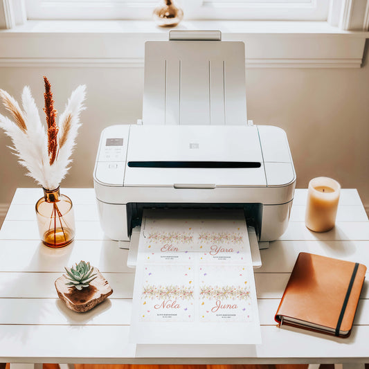 Babyshower naamkaartjes bloemen