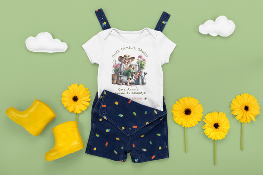 Zwangerschapsaankondiging Oma's tuinmaatje - gepersonaliseerd rompertje