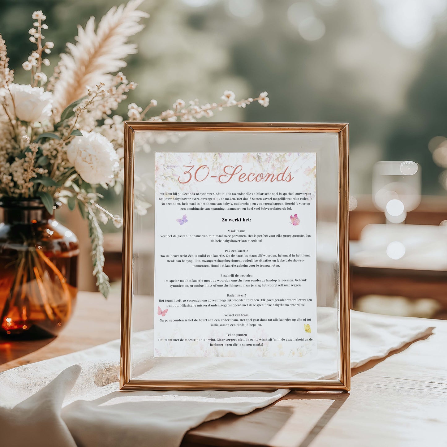 30 seconds babyshower regels