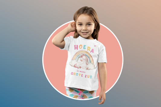 T-shirt - Unicorn - Zwangerschapsaankondiging grote zus - 12 maanden tot 3 jaar