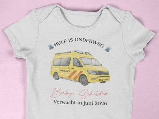 Zwangerschapsaankondiging papa en mama - Ambulance - gepersonaliseerd rompertje
