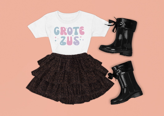 T-shirt - Paarse bol letters - Zwangerschapsaankondiging grote zus - 3 tot 8 jaar