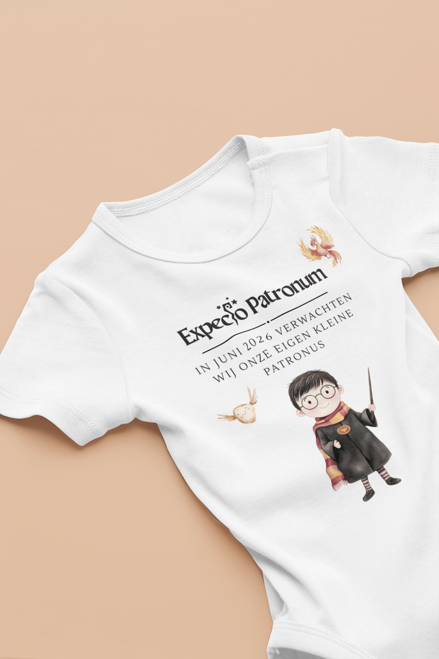 Zwangerschapsaankondiging papa en mama - Expecto Patronum - gepersonaliseerd rompertje