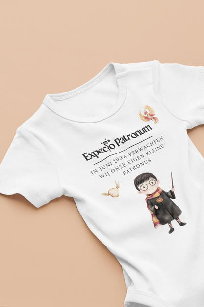 Zwangerschapsaankondiging papa en mama - Expecto Patronum - gepersonaliseerd rompertje