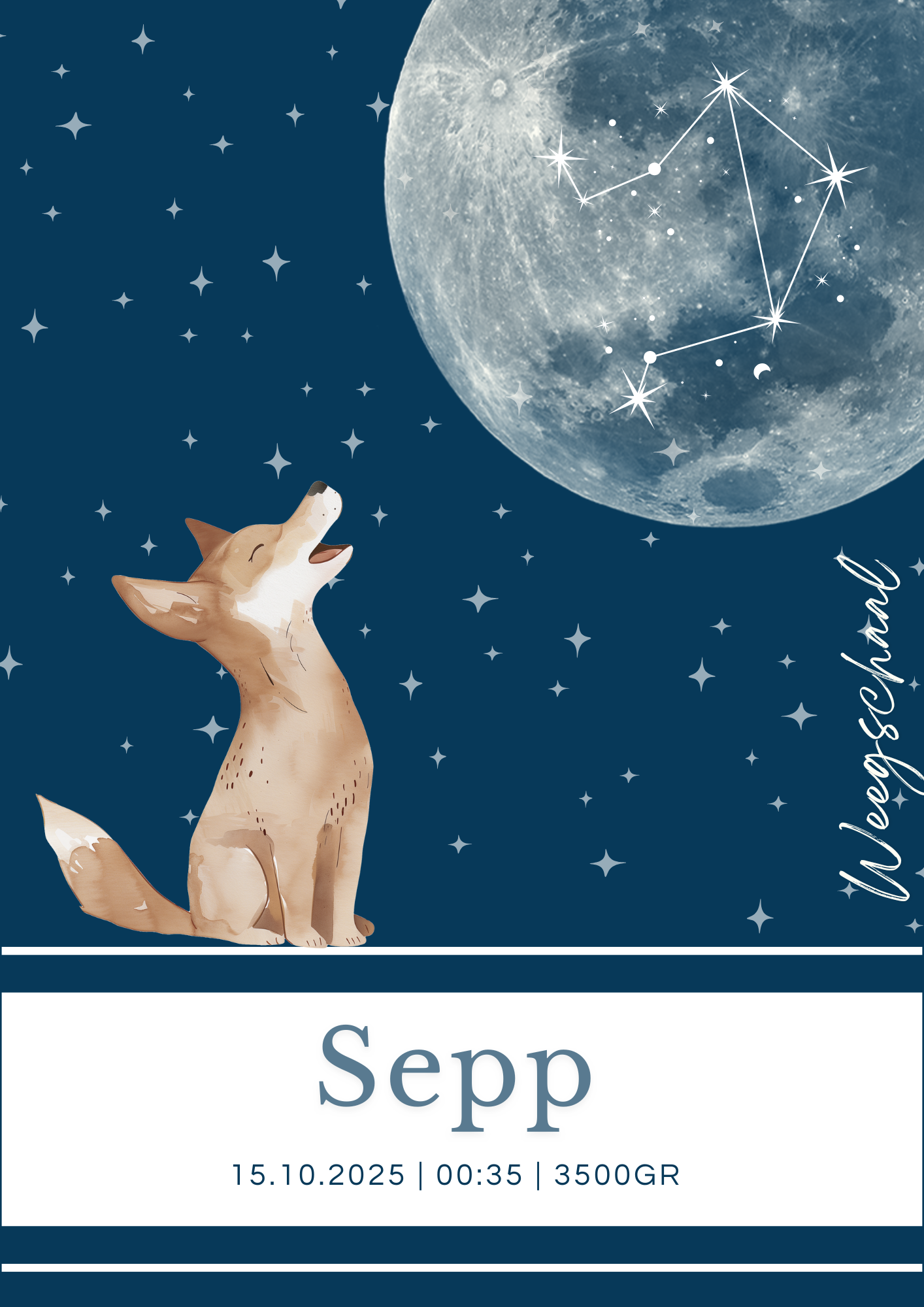 Persoonlijk geboorteposter Sterrenbeeld - Wolf