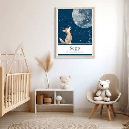 Persoonlijk geboorteposter Sterrenbeeld - Wolf