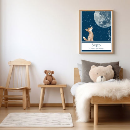 Persoonlijk geboorteposter Sterrenbeeld - Wolf