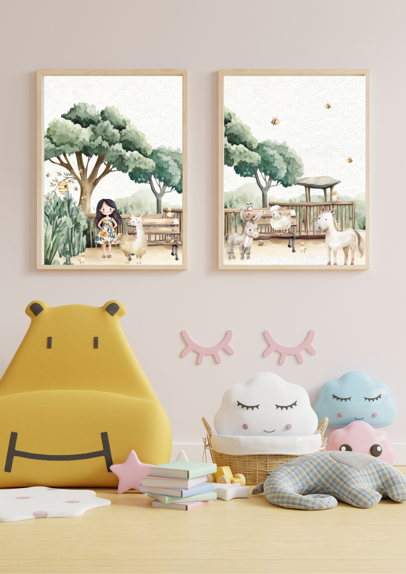 Dierentuinposter vrouw met lama