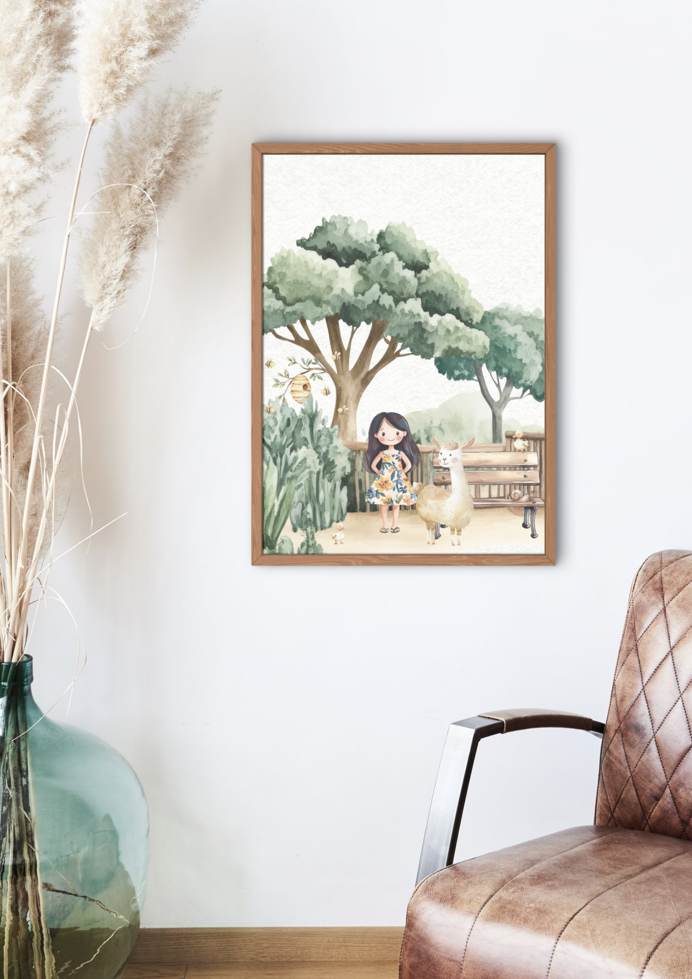 Dierentuinposter vrouw met lama
